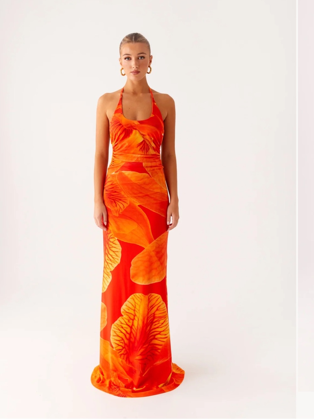 NWT Peppermayo Palawan Mesh Maxi Dress - Orange Floral size 6 - Picture 4 of 8